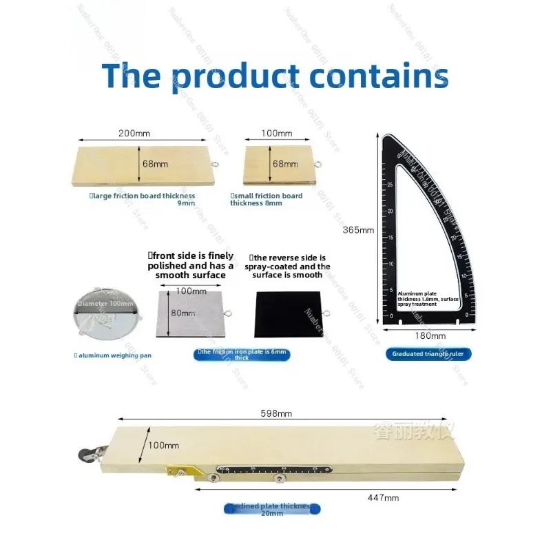 Inclined Plane Physics Experiment Set Friction Block with Protractor Angle Measurer for Lab Classroom Teaching
