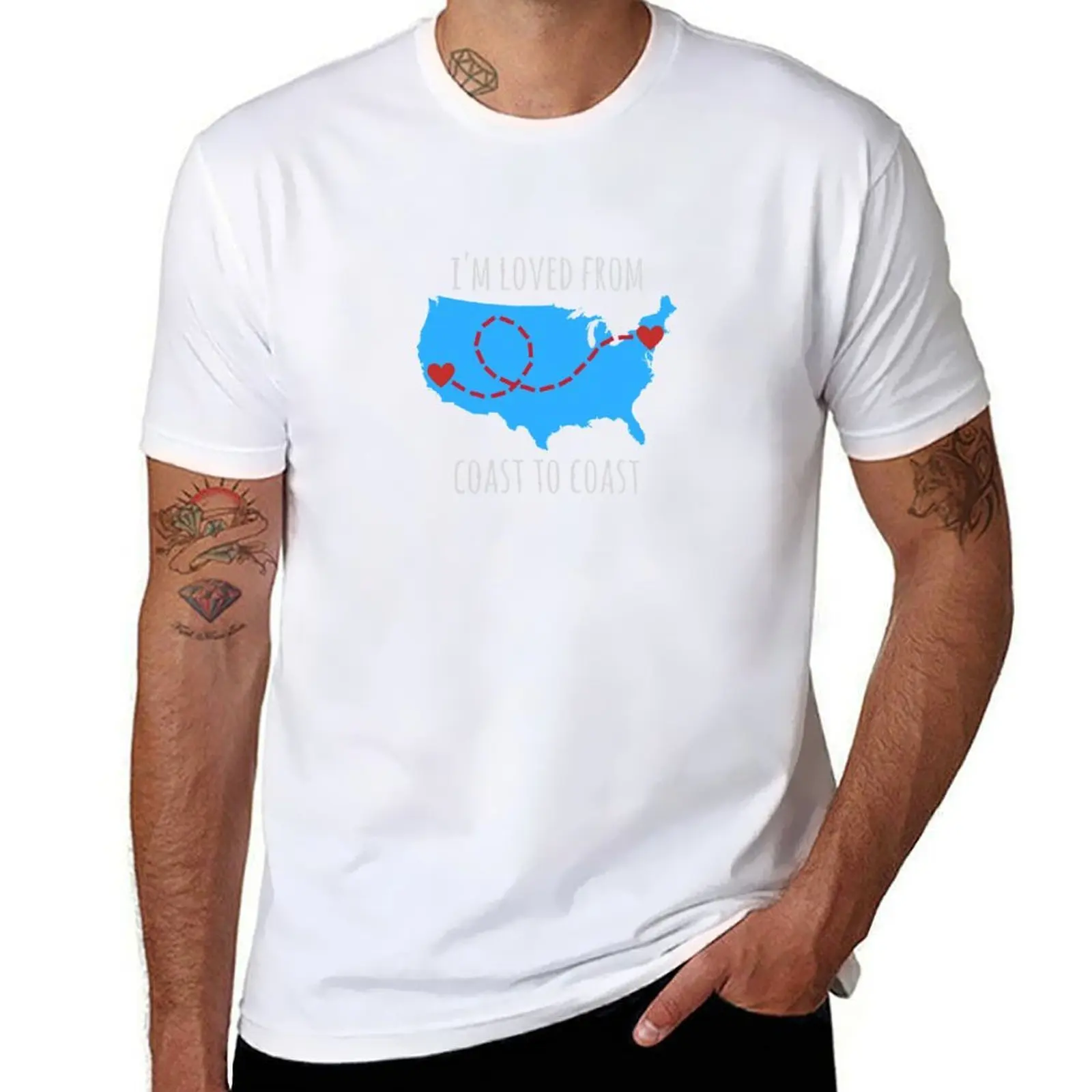 

Bicoastal Loved from Coast to Coast East Coast and West Design T-Shirt t shirt men 100% cotton luxury brand T-Shirt