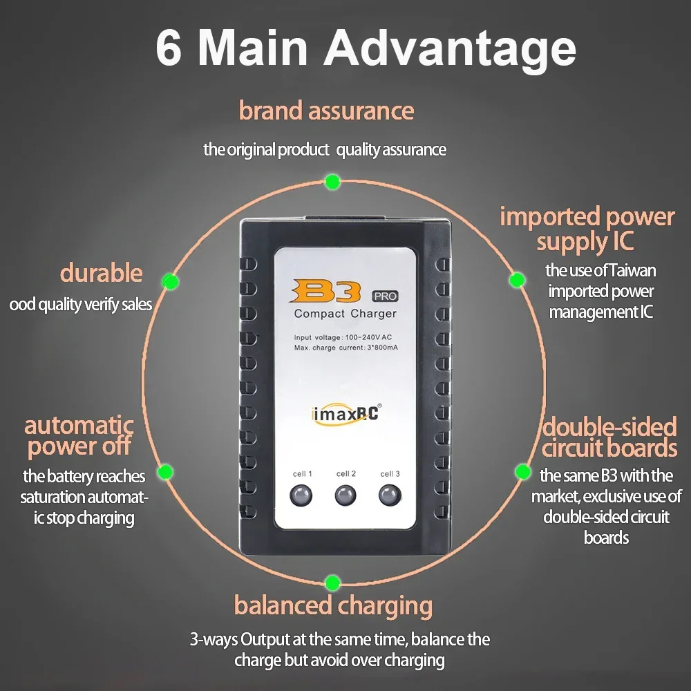 10W kompaktní nabíječka B3 Pro AC 100 - 240V pro 2S 3S 7,4V 11,1V lithium-iontová baterie LiPo B3AC pro IMAX RC modely - náhled 6