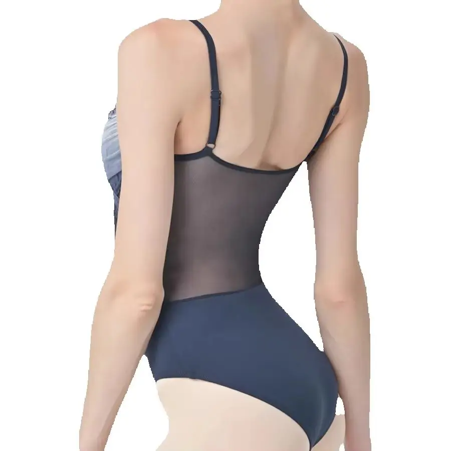 New Chinese Style Elegant Lyrical Ballet Gymnastics Leotard Women Dance Leotard Pleated V-Neck Bodysuit Dancewear Clothing Adult