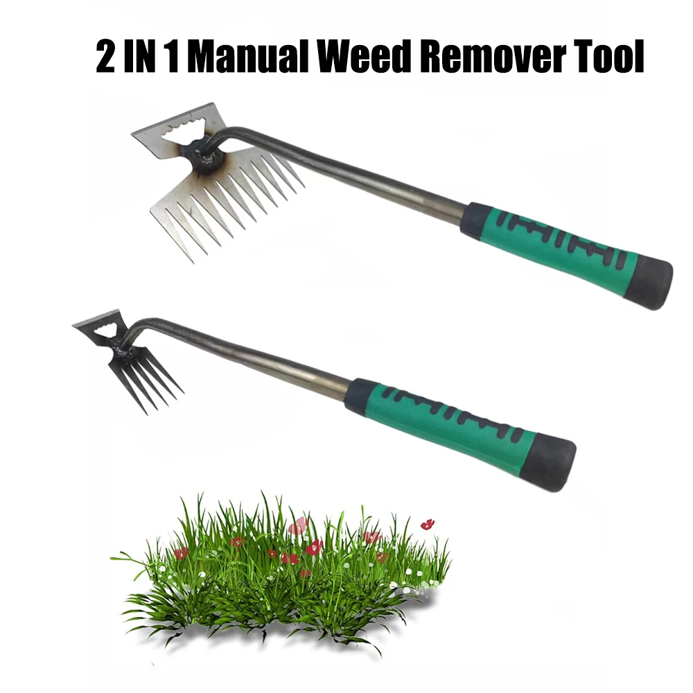 

2 IN 1 Manual Weed Remover Tool Grass Rooting Loose Soil Hand Weeding Removal Puller Garden Shovel Gardening Tool