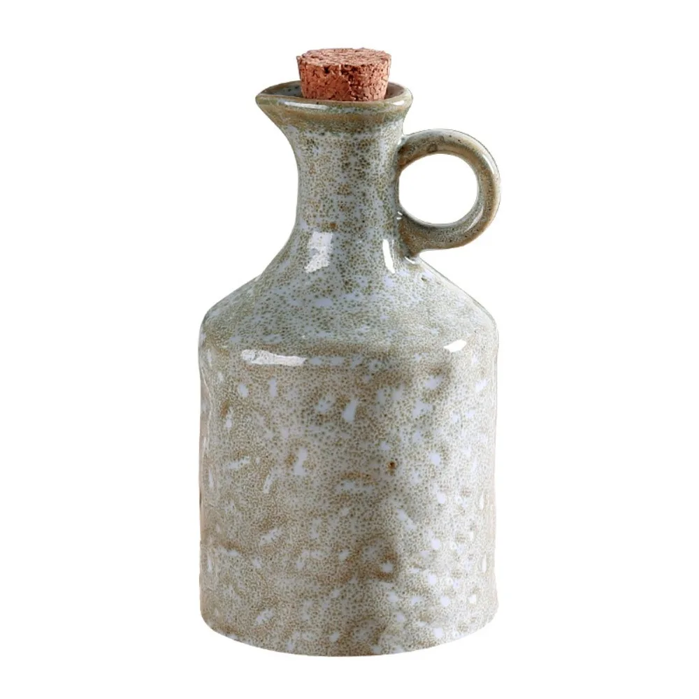

Household Ceramic Nordic Style Oil Pot Vintage Leak-proof Soy Sauce Bottle Irregular 400ml Kitchen Seasoning Storage Jar Cooking