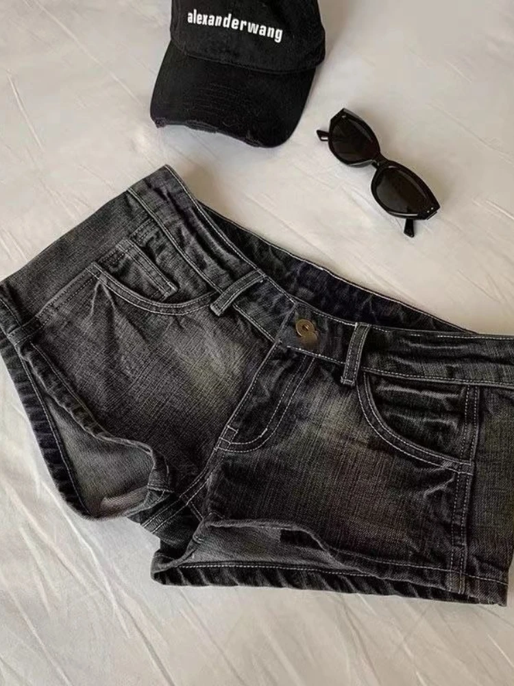 

Винтажные черные джинсовые шорты 2026 года для женщин: сексуальные шорты в стиле гяру с низкой посадкой, женские шорты Y2K в стиле панк-ретро, летние уличные джинсовые шорты Slim Up