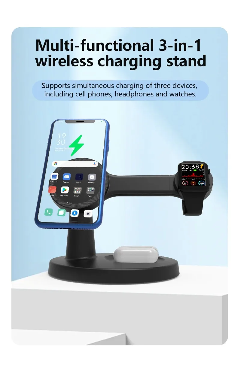 Magnetische Kabellose 3-in-1-Ladestation für Magsafe iPhone 17 16 15 14 13 Pro Max Apple Watch AirPods Pro Schnellladestation – Detail 5