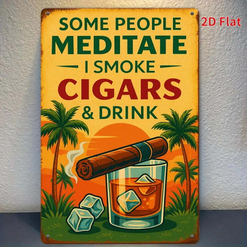 Funny Cigar Sign Metal Wall Decor for Man Cave Bar, 