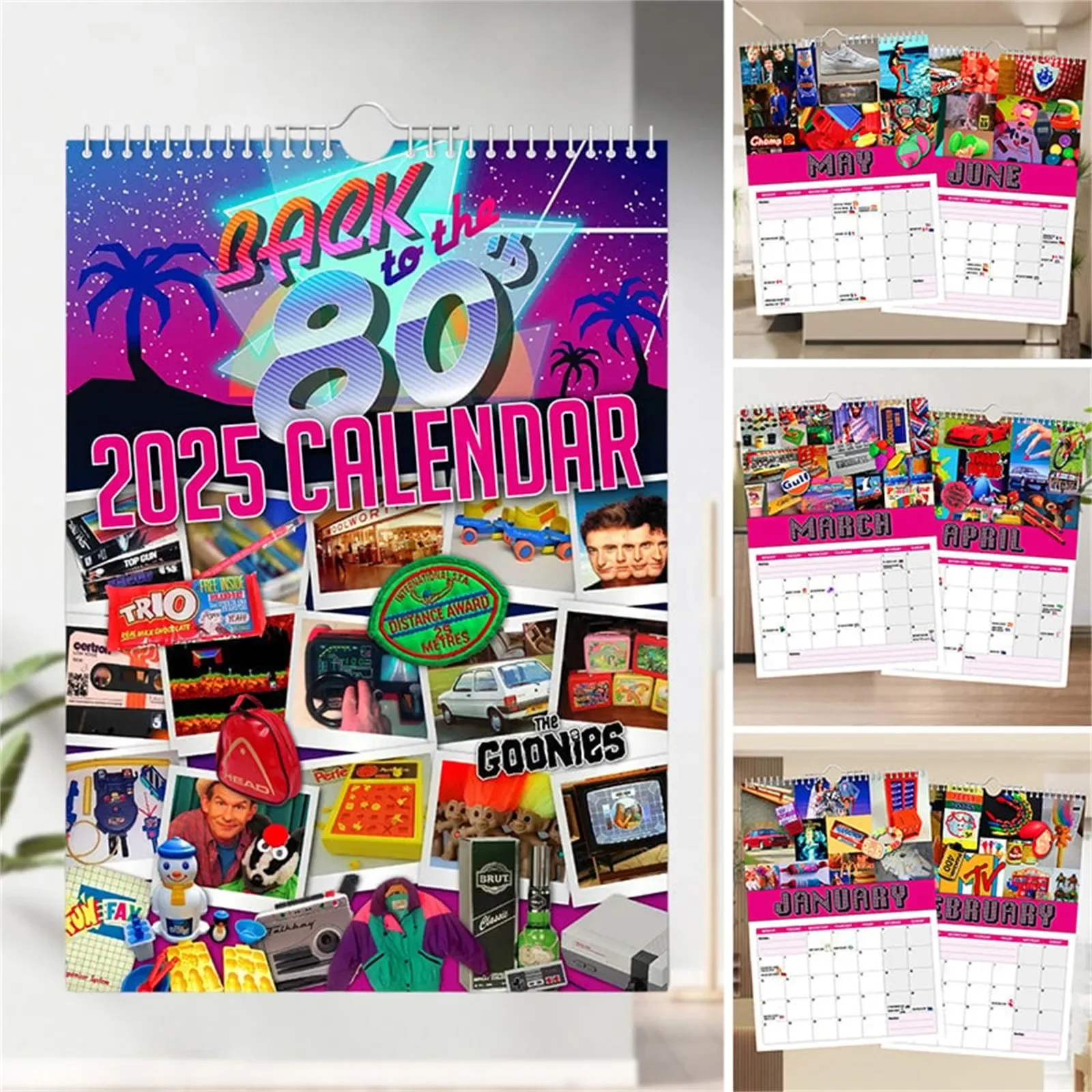 Back to the 80s Calendar Desktop 80s 2025 Calendar Decoration December Calendar 80s Nostalgia Wall Calendar