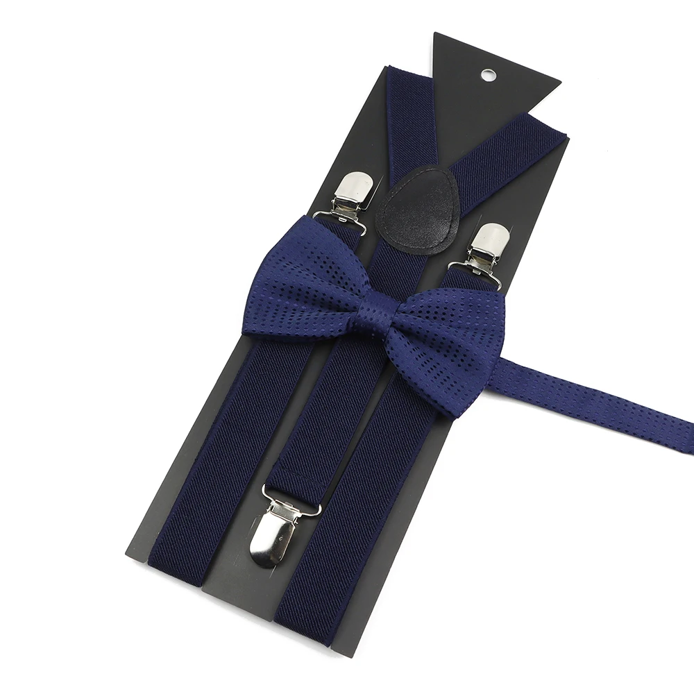 Men's Kids Solid Color Suspender Bowtie Set