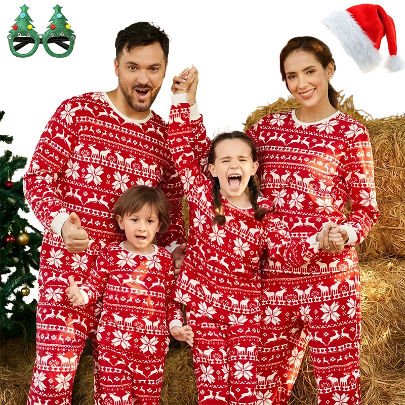 2024 Mode Elch drucken Weihnachten pjs Mutter Vater Kinder Baby Familie passende Weihnachts pyjamas Frauen Pijama Junge Mädchen Lounge wear