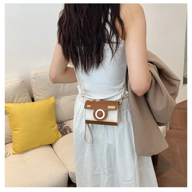 Camera Unique Design PU Shoulder and Crossbody Bags Personality Color Matching Compact Hand Bags for Women 2024 Fashion New