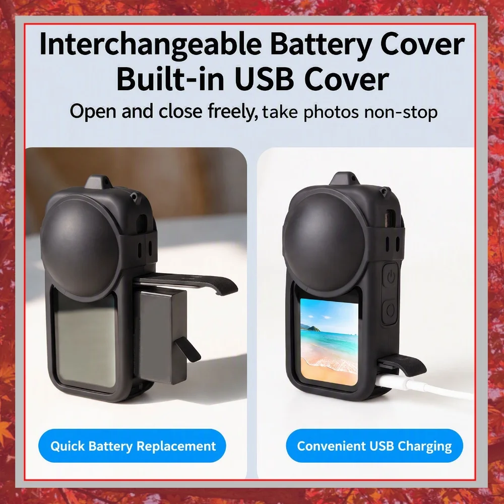 Silicone Case for Insta360 X6 with Lens Cap Cover Body Protective Shell Anti-Scratch Accessories