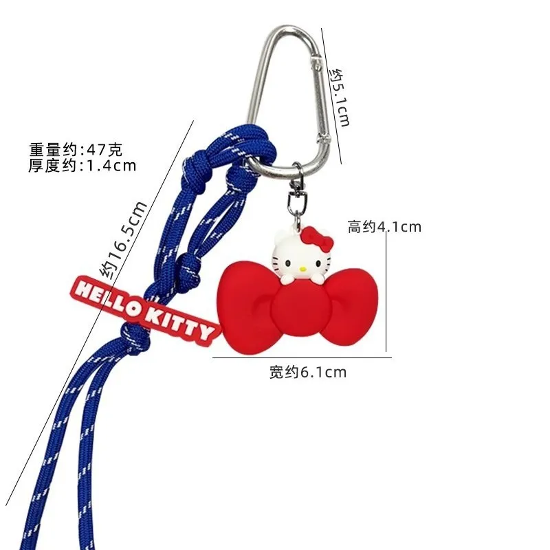 Genuine Hello Kitty Bow Knot Rope Keychain Red Charm Purple Lanyard Carabiner Bag Pendant Anime Figures Gift For Friends Family view 5