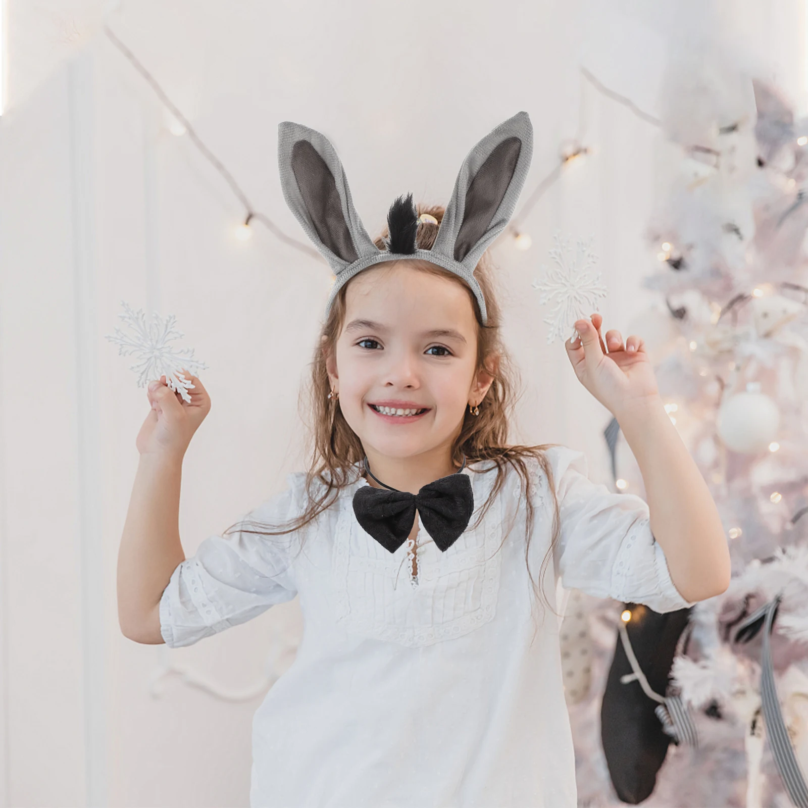 

1 set Donkey Costume Props Donkey Ear Headband Bowtie Nose Tail Hair Accessories Halloween Farm Animal Cosplay