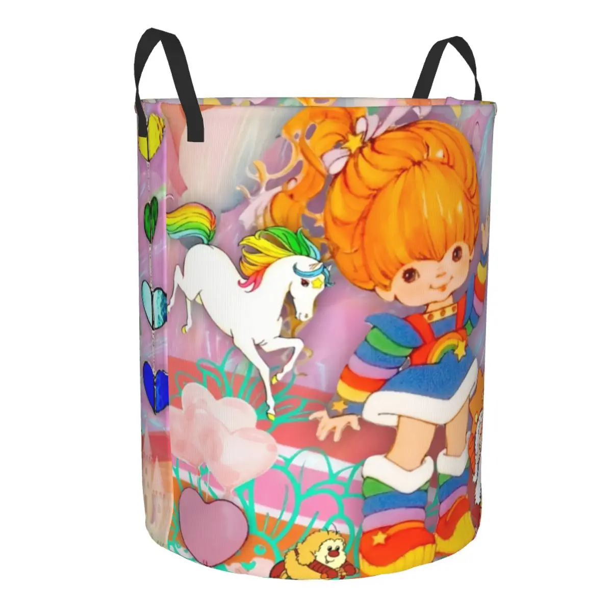 Custom Cartoon Cute R-Rainbows B-Brite Anime Laundry Basket Collapsible Clothes Hamper for Nursery Kids Toys Storage Bin