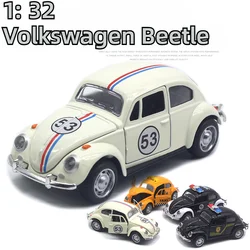 1: 32 lega Volkswagen Beetle, auto della polizia classica, taxi, auto da corsa, modello di auto a rimbalzo, regalo giocattolo per bambini