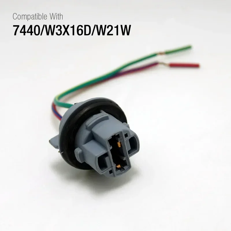 Conector T20 de 2 piezas para lámpara de coche, Cable 7443 de 10CM, 7440, 580 W21/5W, accesorios para bombillas LED