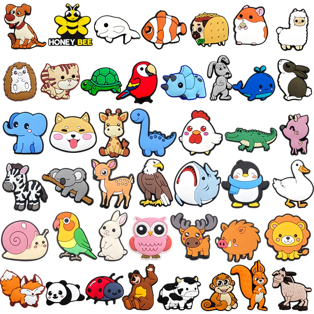 20-44Pcs/Set small animal Shoe Charms DIY Shoe Buckle Accessories PVC Shoe Decorations Christmas Gifts