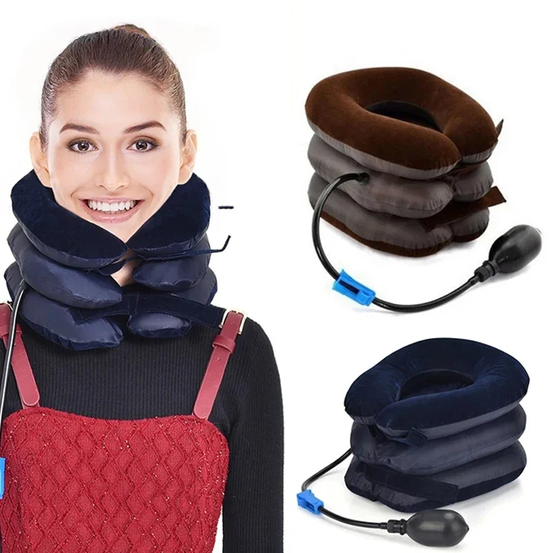 Neck Cervical Traction Device Neck Pain Collar Pillow Stretcher Inflatable Air Apparatus Correction Stretching Tractor Brace