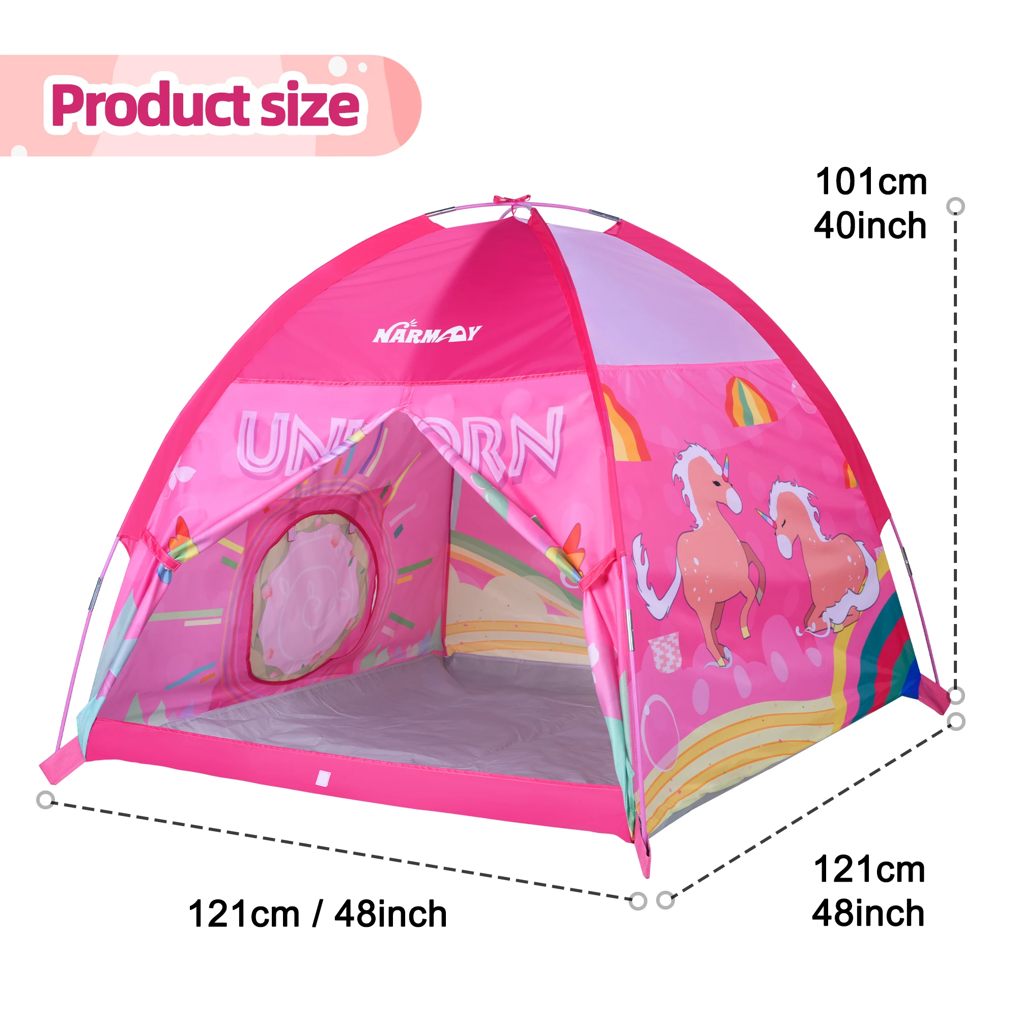 NARMAY Play Tent Unicorn Dome Tent for Kids Indoor / Outdoor Fun - 122 x 122 x 102 cm