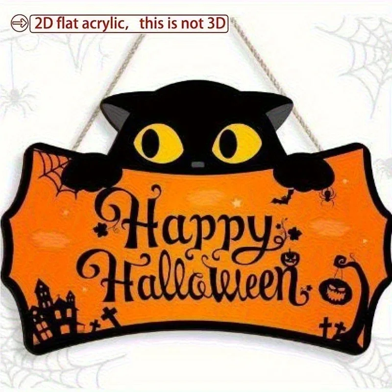 Ein 2D-Halloween-Holz-Fledermaus-Türschild für Heimdekoration, kreatives Schild zum Aufhängen, für den Großhandel. – Detail 3