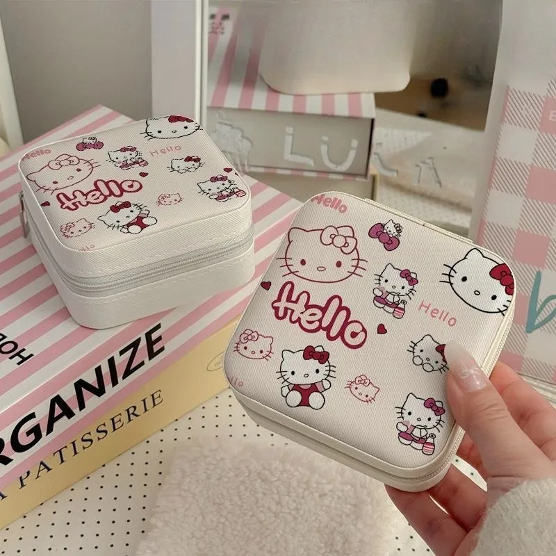 Hello Kitty Jewelry Box Earrings Earring Portable Ring Cute Storage Box Necklace Travel Mini Jewelry. view 4