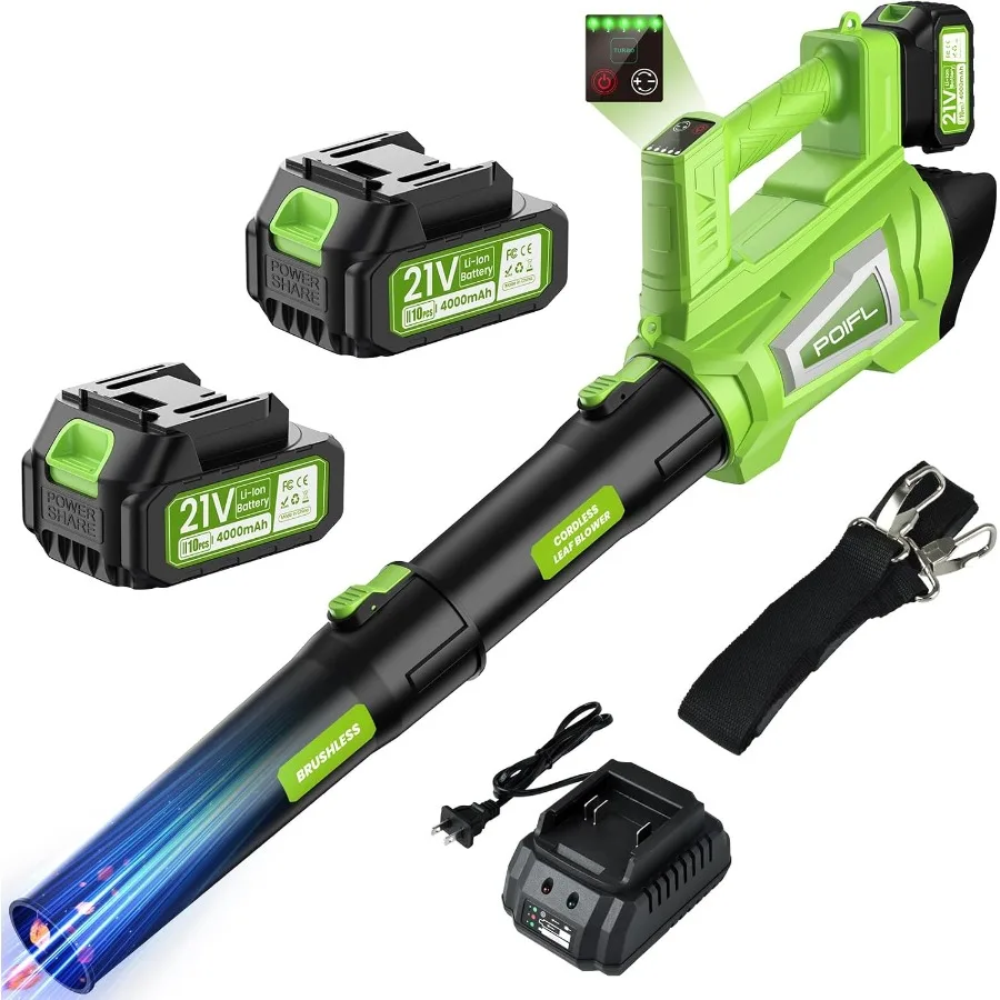 

Cordless Leaf Blower 750CFM 240+MPH Brushless Electric Power Tool with 2x4.0Ah Batteries and Fast Charger for Lawn Care Leaves