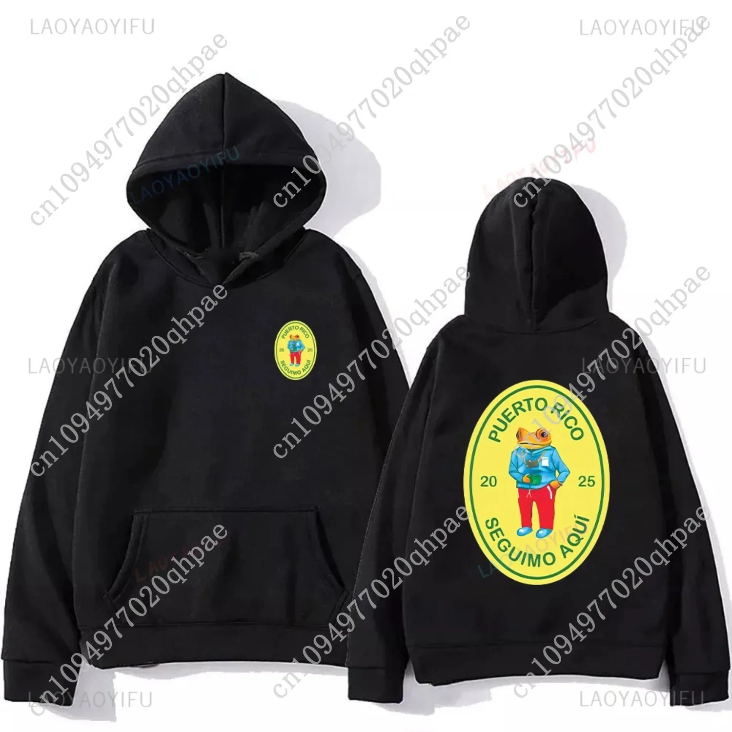 2025 Bad Bunny Debi Tirar Mas Fotos Frog Album Felpa grafica Felpa con cappuccio moda Donna Uomo Nero Porto Rico Felpa con spalla cadente