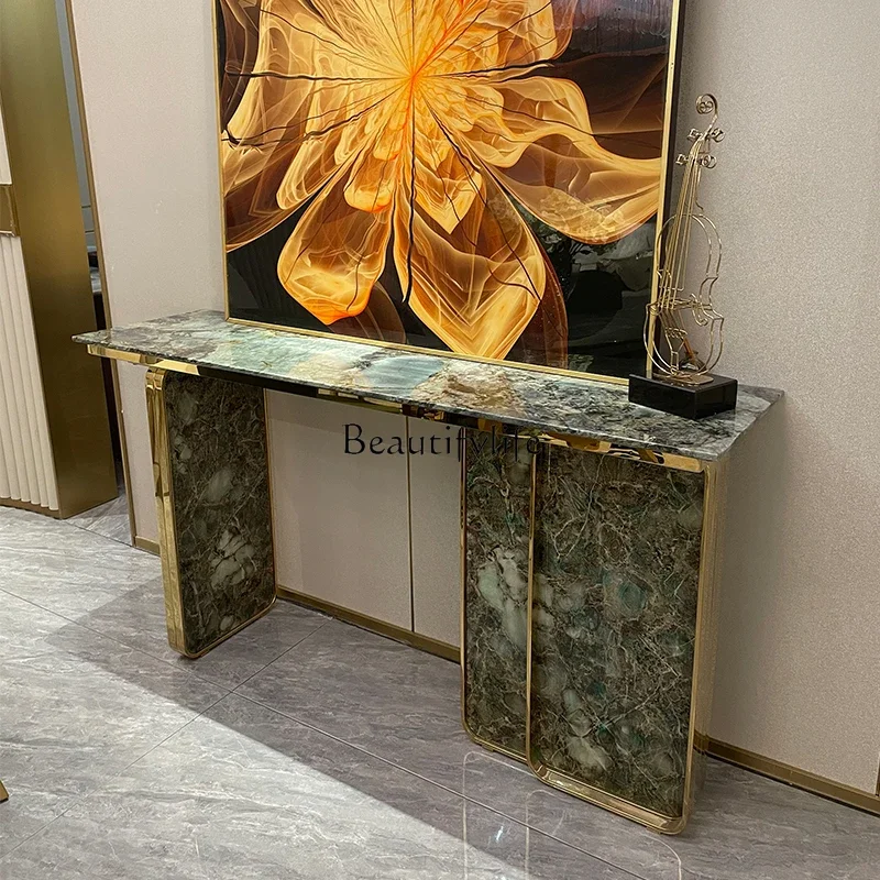 

01Italian light luxury entrance platform simple villa living room entry end view platform