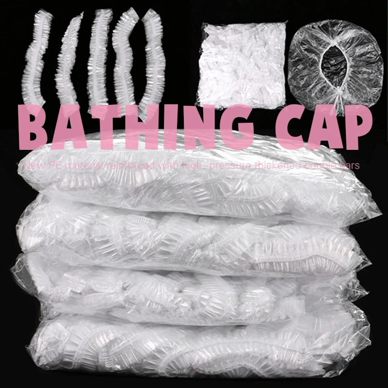 50/100/200Pcs Disposable Hair Drying Cap Elastic Mesh Shape Waterproof Shower Hats for Salon Earmuffs Hair Dyeing Styling Tools