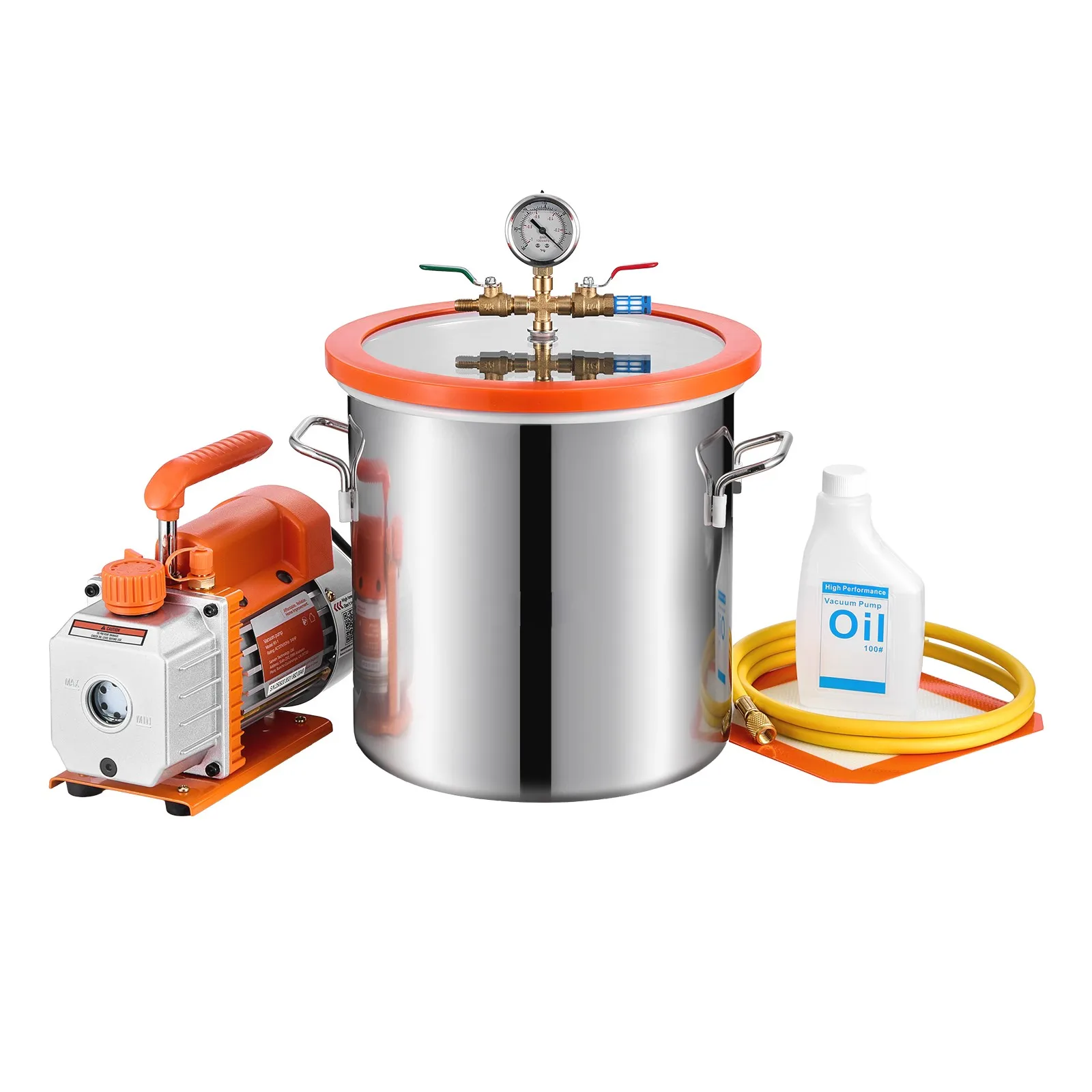 

SucceBuy 3 Gallon / 5 Gallon Vacuum Chamber with 3.5 CFM Single Stage Vacuum Pump for Stabilizing Wood Degassing Silicone Resin