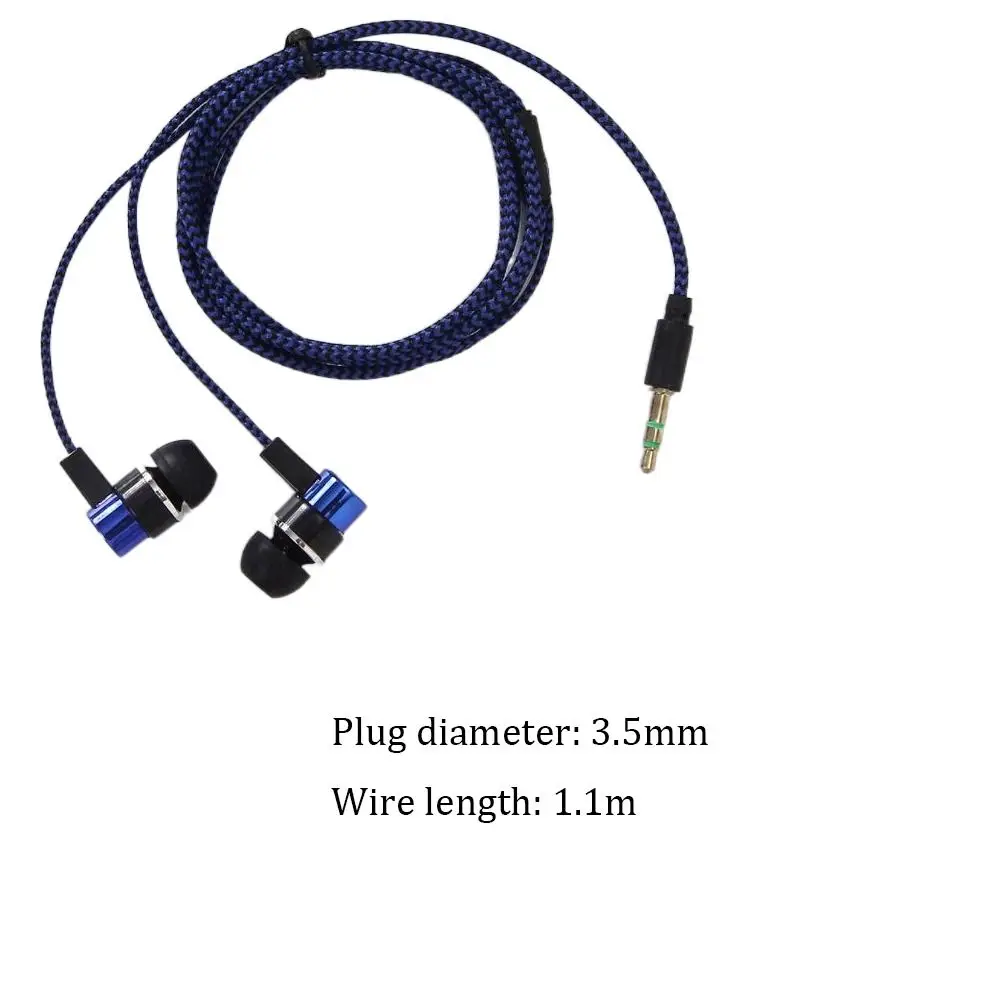 Cable Headset Stereo In-Ear Earphone Earpiece Bass 3.5mm Earbuds Nylon Weave Universal Wired Headphone Mobile Phone Computer MP3