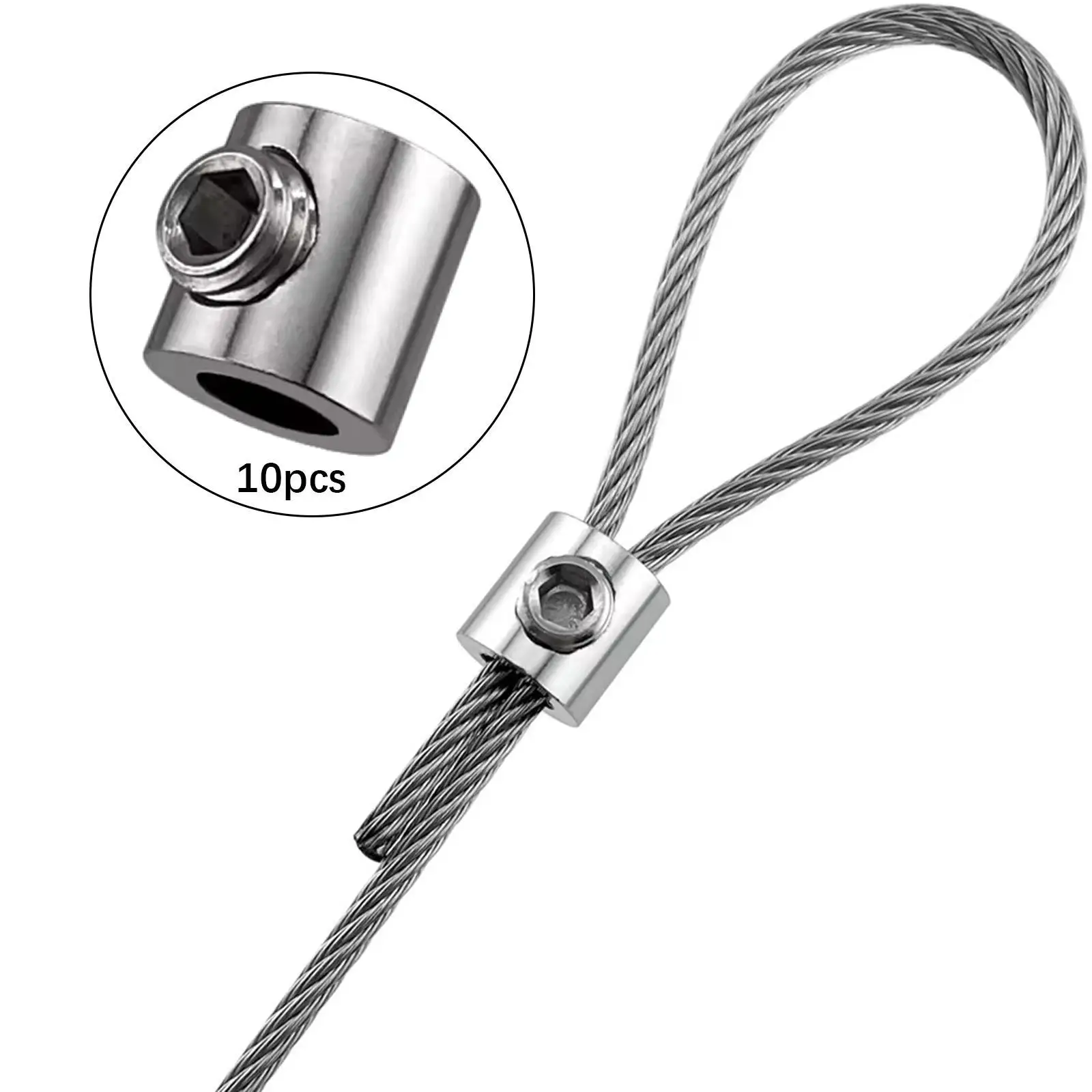 

10x Wire Rope Clips Set Versatile Easily Install with M4 Hexagon Screws for