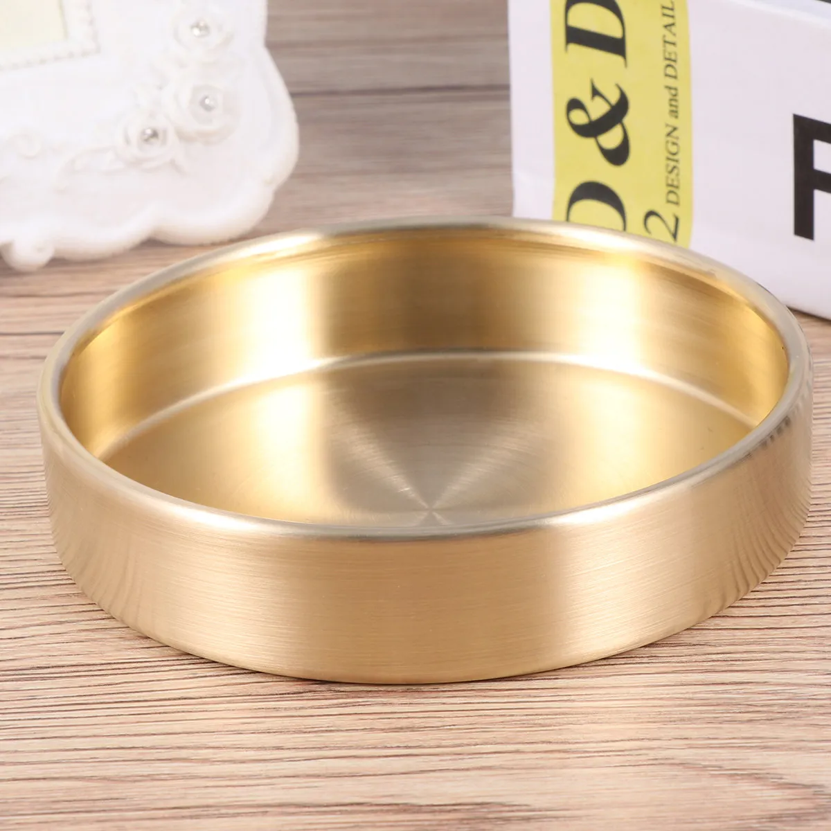 Copper Jewelry Storage Tray Vintage Round Decorative Organizer Plate for Rings Necklaces Food Nuts Serving Collection view 5