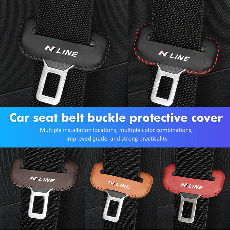 Universal Car Seat Belt Buckle Clip Protector Anti-Scratch Cover For Hyundai N Nline Tucson Kona Sonata Veloster i20 i30