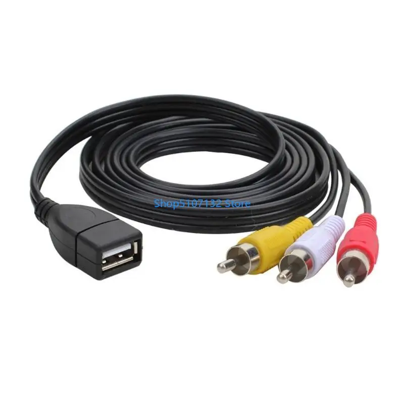 87HD USB Female to 3RCA Male Video Composite Adapter Converters Cable Video Extension Cord for Phone Tablet Home Theater