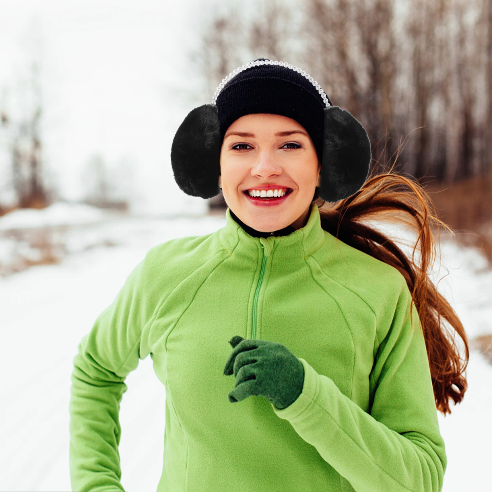 

Ear Covers and Cups Practical Earmuff Furry Muffs Women Earpiece Cozy for Black