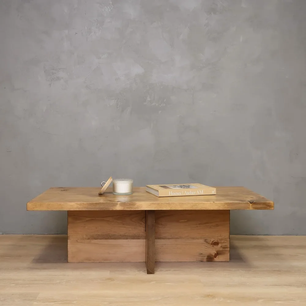 

Solid Wood Coffee Table with Cross Base Legs, Rustic, Modern, Living Room, Bedroom(36Wx18Dx15H)