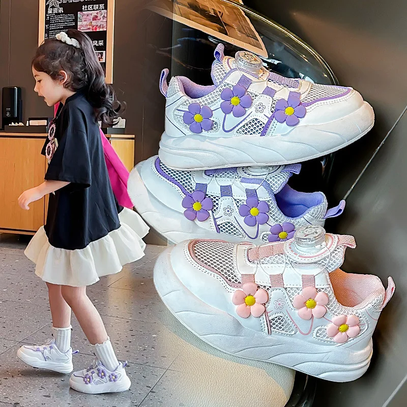 

Летние маленькие белые туфли с вращающейся пряжкой для девочек, спортивные нескользящие спортивные сандалии на мягкой подошве