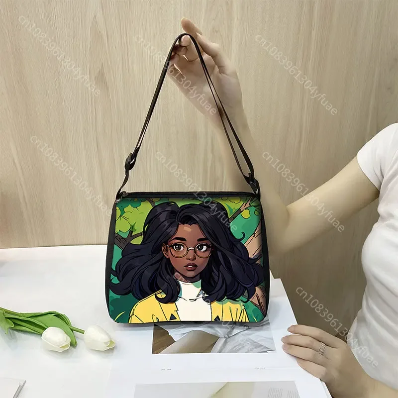 American Afro Girls Print Crossbody Bag Africa Melanin Women Pattern Handbag for Travel Phone Purse Holder Ladies Shoulder Bags