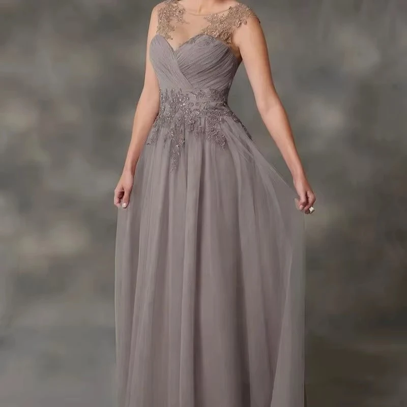 

Elegan A-Line Chiffon Mother of the Bride Dress with Intricate Back Lace and Tulle Design 2025 Wedding Party Cocktail Gowns