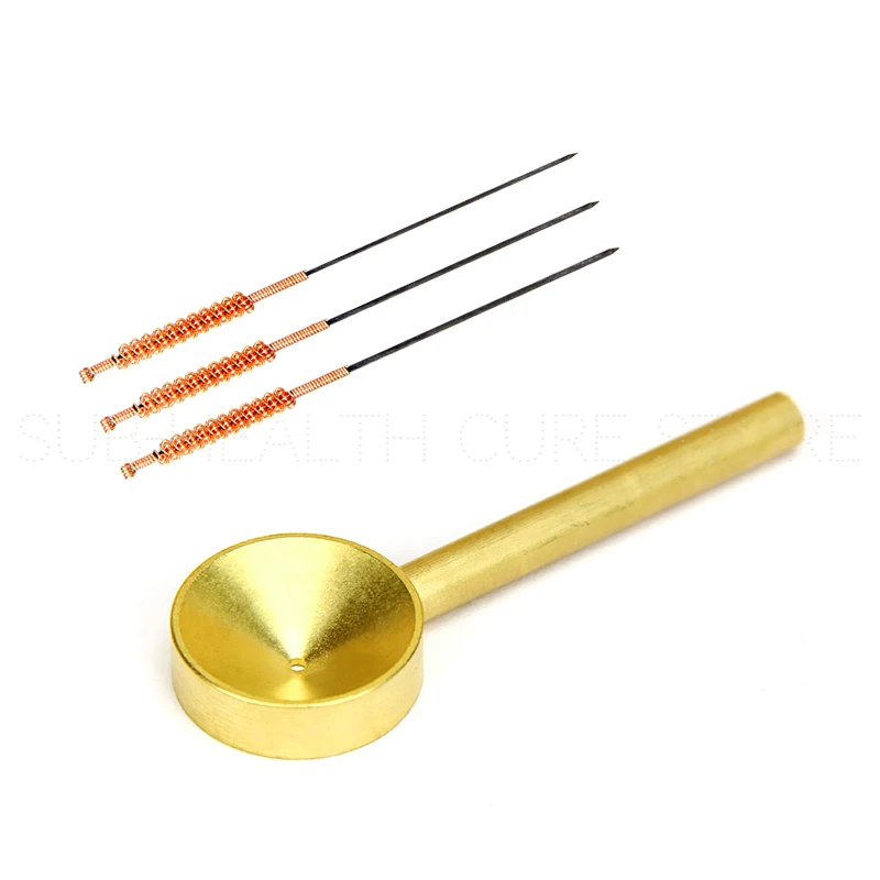 

Fire Needle Tungsten Steel Material Fancy Intertwine Handle Copper Guide Acupoints Tool Traditional Acupuncture Set