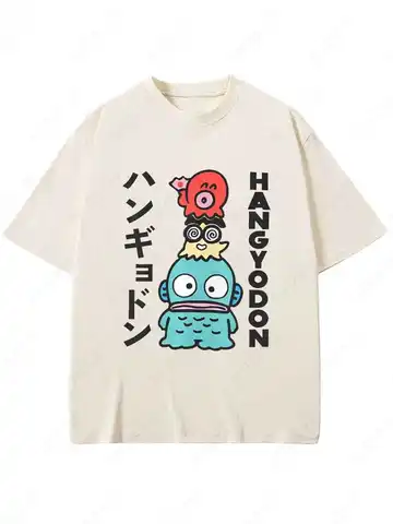 JP COTTON 100% Hangyodon 일본 그래픽 T 셔츠 남성용 여성용 T 셔츠 kwaii 여름 옷 J1