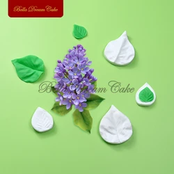 4pcs/set Mini Lilac Leaf Design Silicone Veiner Mold 3D Fondant Flower Clay Mould DIY Wedding Cake Decorating Tools Bakeware