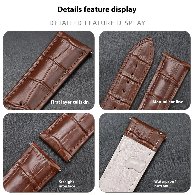 جلد البقر حزام جلد طبيعي ل Seiko Tissot الإفراج السريع العالمي حزام (استيك) ساعة 12 13 14 15 16 17 18 19 20 21 22 23 24 26 مللي متر #3