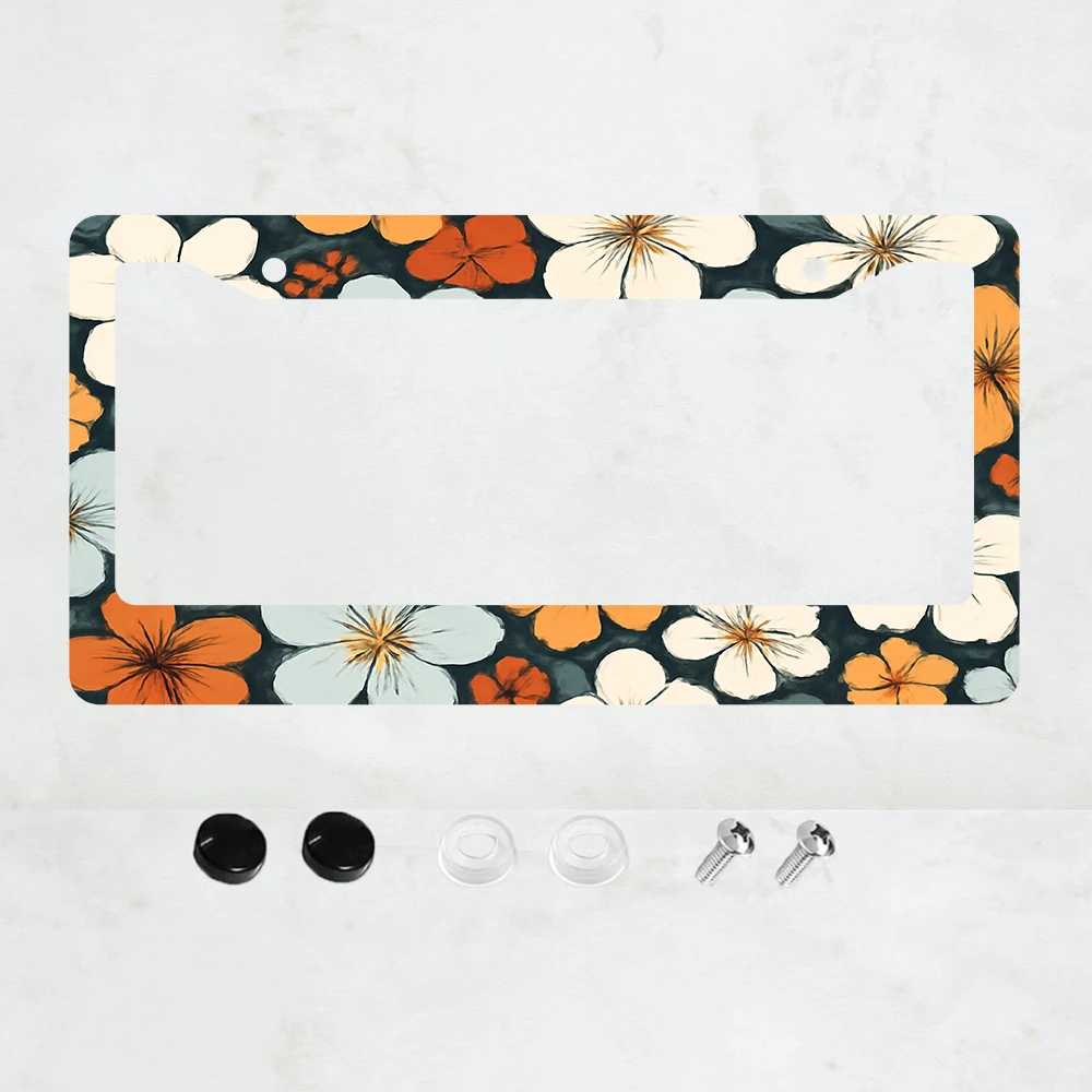

1 шт. рамка для номерного знака с 2 отверстиями и цветочным дизайном, американский стандартный размер, алюминий, 6x12 дюймов, в комплекте с винтами.