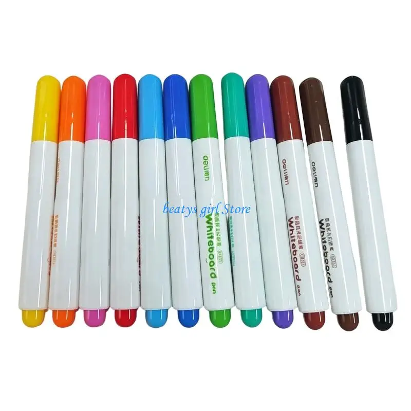 C7AB Assorted Color Smooth Writing Dry Erases Pens Dry Wipe Pens for Office School