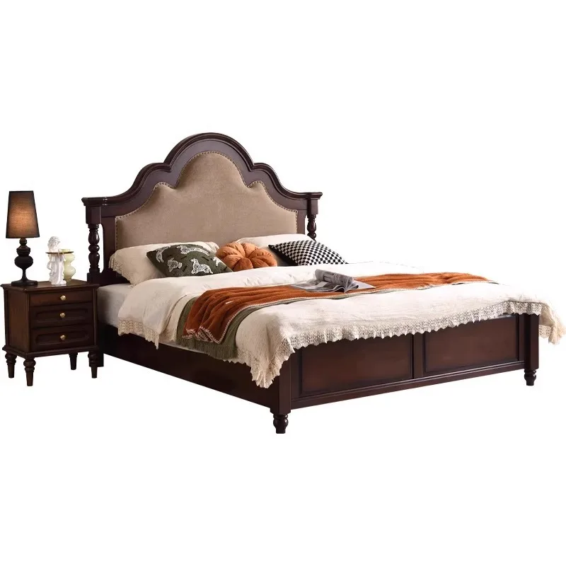 American bed solid wood bed, modern simple master bedroom wedding bed