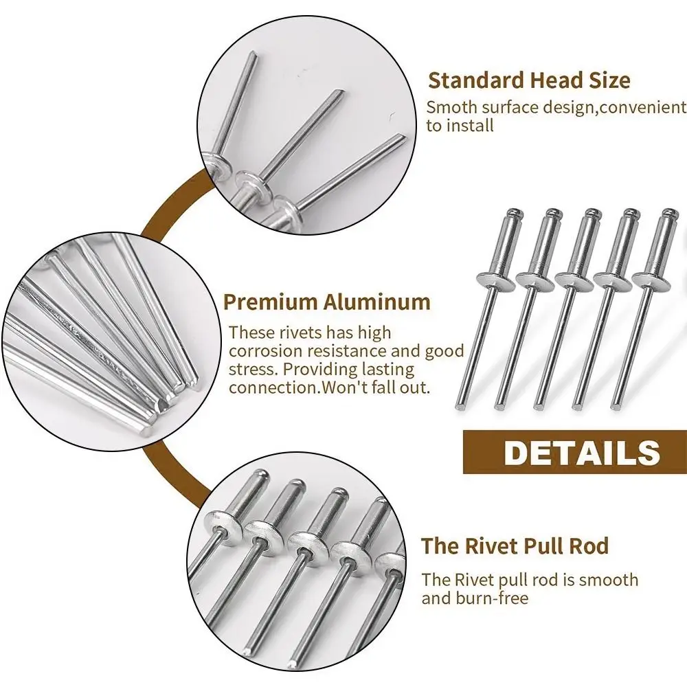 New Aluminum Alloy Pop Rivet Dome Head Multiple Sizes Dome Head Blind Rivet Mandrel Exhaust Rivet