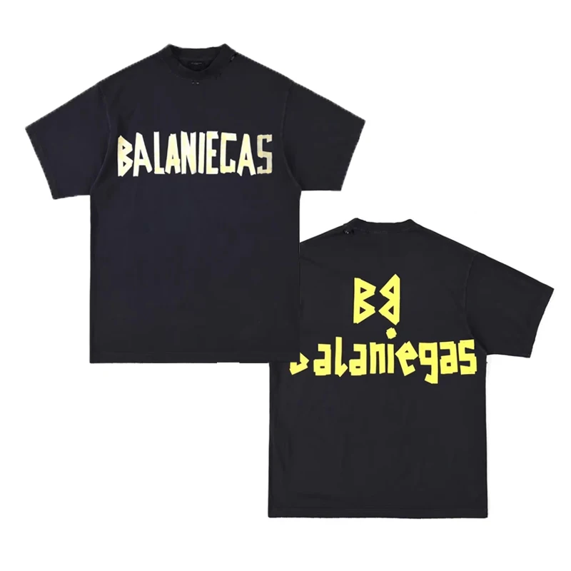 Balaniegas T-Shirt z krótkim rękawem Męskie i damskie pary Ten sam moda Nadrukowane litery Czysta bawełna Luźna bawełniana koszulka z okrągłym