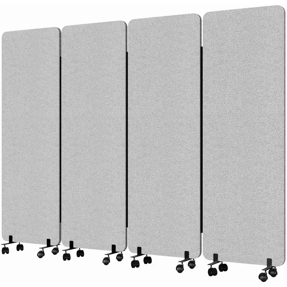 

Портативная акустическая перегородка на колесиках, 4-панельная, шириной 95 см, цвет серый.