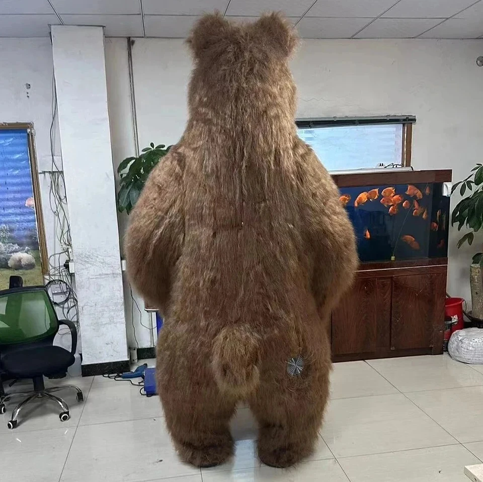 Urso de pelúcia inflável para o carnaval, mascote gigante marrom, personagem de anime, dramatização, festa de Halloween, fantasia